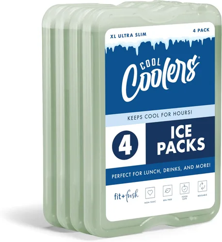 Vista 7 de Cool Coolers by Fit & Fresh 4 Pack XL Slim Ice Packs, Quick Freeze Space Saving Reusable Ice Packs for Lunch Boxes or Coolers