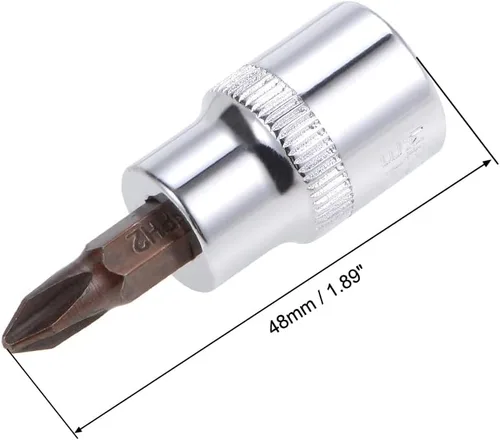Vista 2 de uxcell 3/8" Drive x PH2 Phillips Bit Socket, S2 Brocas de acero, CR-V Sockets 1.890 in Longitud (solo para uso manual), 2 piezas