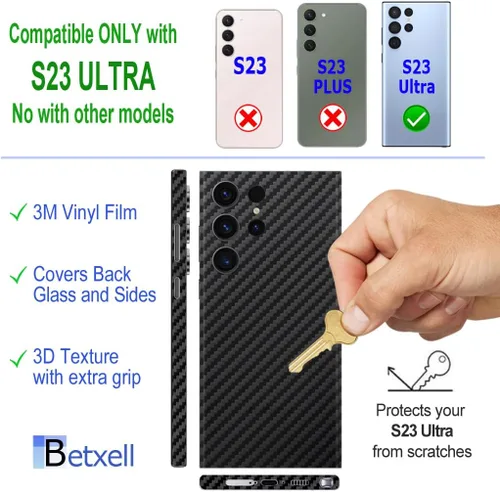 Vista 4 de S23 Ultra Skin Wrap 3M - Película protectora de vinilo de fibra de carbono para Galaxy (piel de envoltura completa)