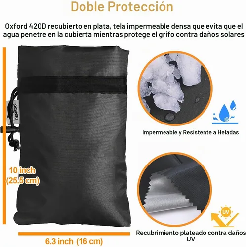 Vista 4 de Cubierta de Grifo al Aire Libre Ampliada para Protección contra Congelación en Invierno, Thinsulate de 3M, 10”H x 6.3”W Fundas para Aspersores