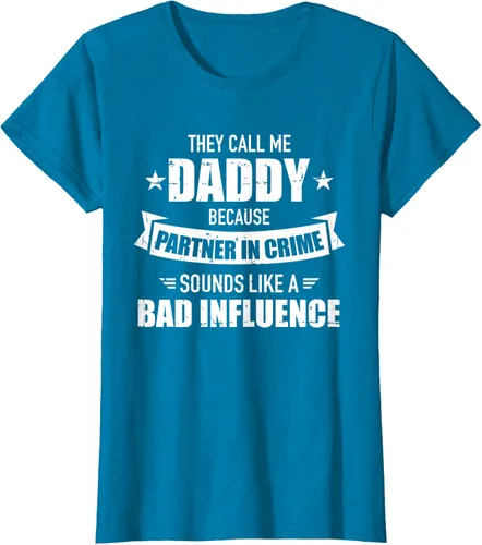 Vista 41 de Call me dad partner in crime bad influence camiseta divertida regalo papá, Negro, S