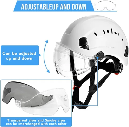Vista 6 de AOLAMEGS Accesorios para casco duro, visera transparente, material de PC, casco de seguridad, reemplazo de gafas EN 166, aprobado lente