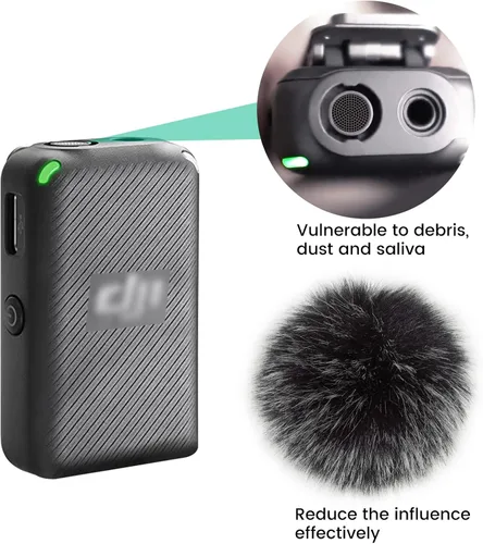 Vista 4 de Paravientos de micrófono protector contra viento compatible con micrófono de solapa inalámbrico DJI MIC, cubierta peluda (paquete de 2)