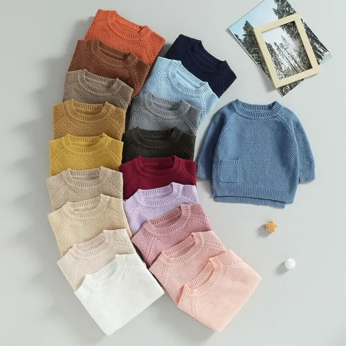 Vista 7 de Suéteres de punto grueso para bebé, niña, niño, sudadera para bebé, linda ropa de otoño e invierno