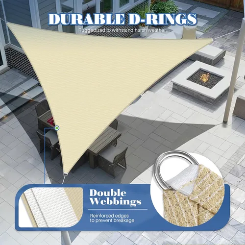 Vista 4 de ECOOPTS - Toldo de vela triangular de 0.6 x 0.6 x 0.6 m, de polietileno de alta densidad, para sombra, toldo para pérgola, cubierta para patio al