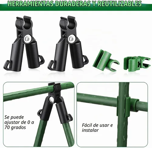 Vista 5 de 50 piezas de clip de conector de enrejado ajustable para plantas, estacas de plástico para jardín, tipo A, clip de hebilla para juntas de conexión