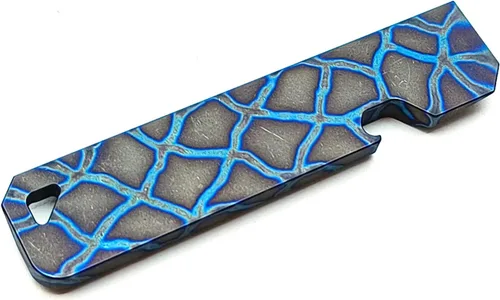 Vista 6 de FANYCS - Barra de palanca de titanio con abridor de botellas, función de ojo de cerradura, multiherramienta portátil EDC (azul horneado)