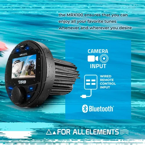 Vista 3 de DS18 MRX100 Marine Boat Head Unit - 2 zonas, salida de 4 voltios, RDS 4 x 50 vatios, pantalla de video TFT, sin reproductor de CD, audio Bluetooth