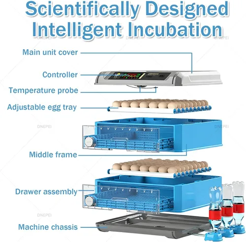 Vista 3 de Poultry Hatcher Machine 56 Eggs Automatic Egg Incubator with Digital Control, Humidity Management, Auto Turner & LED Display – for Chicken, Duck