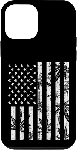 Vista 12 de Funda para iPhone 14 Weed Bandera de Estados Unidos Retro Marihuana Cannabis Patriot Stoner