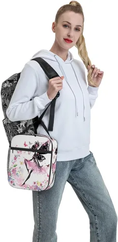 Vista 7 de Bolsa de almuerzo para niños con diseño de mariposas y flores con aislamiento térmico para niños y niñas, para el regreso a la escuela