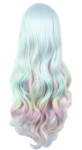 Vista 7 de Linfairy Peluca de cosplay de onda larga Ombre para Halloween disfraz de diamante para mujer