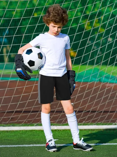 Vista 6 de Resinta Paquete de 4 pantalones cortos deportivos para niños, de baloncesto, de malla, de secado rápido, pantalones cortos de fútbol para el verano