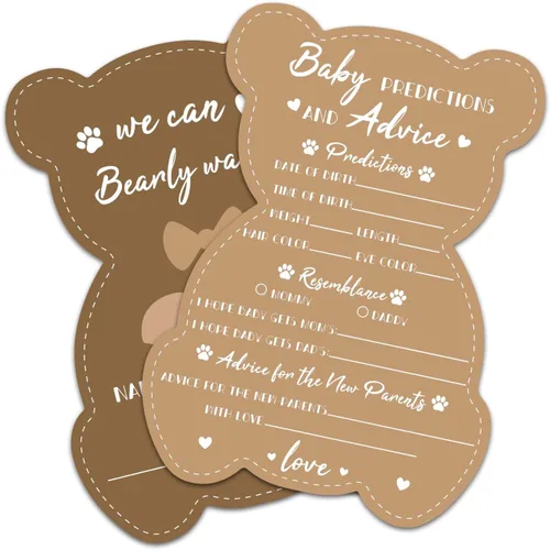 Vista 15 de CUTHOLLOW Blue and Bow - 50 tarjetas de predicción para bebés, consejos y deseos para los futuros padres, juegos de baby shower, predicción de bebé