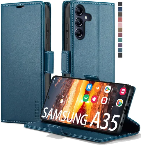 Vista 10 de Funda tipo cartera para Samsung Galaxy A32 5G con bloqueo RFID, tarjetero y función atril magnético, funda de cuero con tapa para Galaxy A32 5G