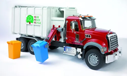 Vista 4 de Bruder 02811 Mack Granite Camión de Basura de Carga Lateral