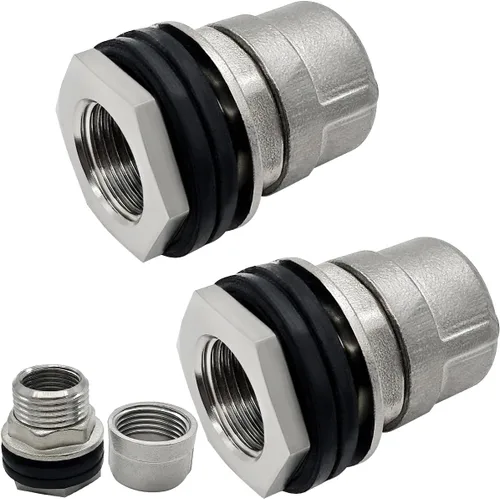 Vista 8 de Beduan Manguera de jardín inoxidable para mamparo, conector de tanque de agua macho de 3/4 GHT a 1/2 hembra, montaje a granel para barriles