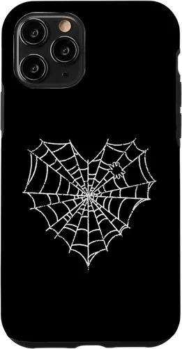 Vista 27 de iPhone 16 Halloween Spider Web Disfraz lindo corazón araña funda