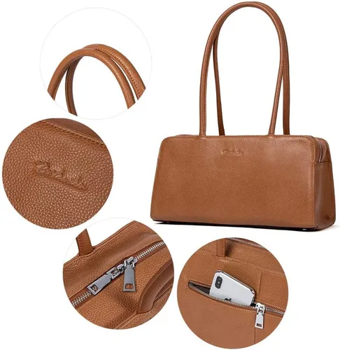 Vista 5 de BOSTANTEN Bolsos de diseñador para mujer, de cuero suave genuino, con asa superior, bolsos y bolsos, bolso de hombro, marrón, cartera de cuero