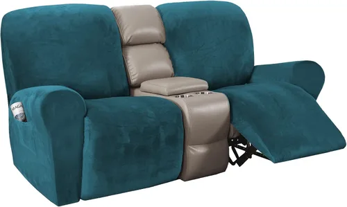 Vista 29 de H.VERSAILTEX Fundas elásticas de terciopelo para sillón reclinable, 6 piezas, fundas para loveseat reclinable de 2 cojines, fundas para sofá