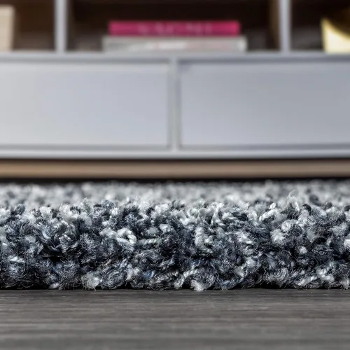 Vista 8 de JONATHAN Y Mercer Shag - Alfombra de pasillo de felpa con borlas, azul/crema, 2 x 8 pulgadas, enrejado geométrico marroquí, fácil limpieza para sala