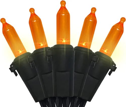 Vista 17 de Luces LED Naranjas de Halloween - 35 Luces de Cadena Naranjas de Navidad para Árbol Pequeño, Manualidades, Fiestas, Decoraciones de Halloween