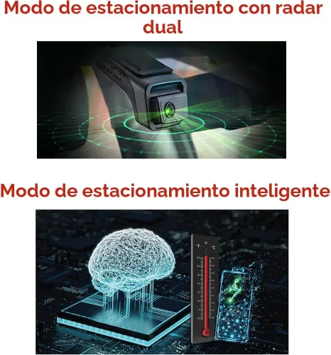 Vista 5 de Thinkware 4K Cámara de tablero dual U3000 PRO, frontal y trasera con Sony STARVIS 2, estacionamiento por radar, visión nocturna súper 4.0, Wi‑Fi