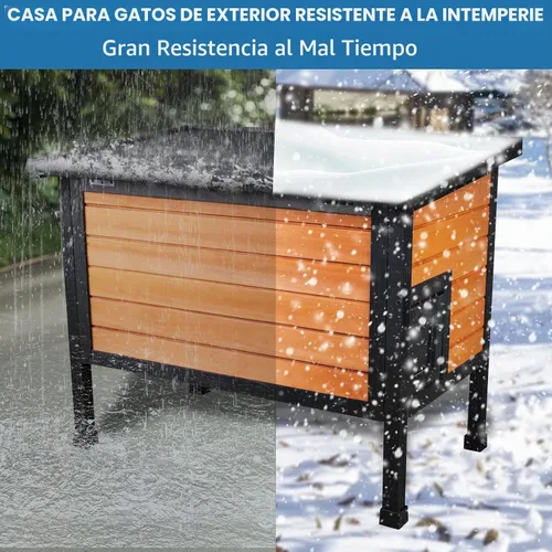 Vista 5 de FunXplore Casa para Gatos Exterior Aislada Refugio para Gatos Ferales Resistente a la Intemperie para Invierno con Puerta de Escape de Espuma
