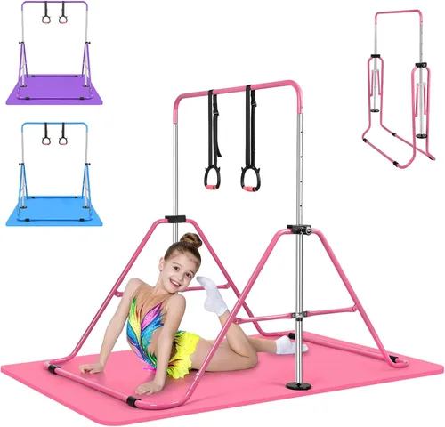 Vista 12 de Expandable Gymnastics Bars with Ring, Adjustable Height Gymnastic Horizontal Bars, Gym Junior Training Bar Children Folding Training Monkey Bars for