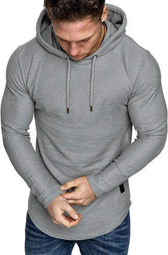 Vista 2 de Lexiart Sudadera deportiva con capucha para hombre, color liso, forro polar
