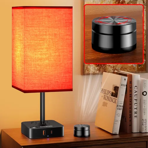 Vista 15 de Lámpara de mesa regulable cozoo USB para mesita de noche y escritorio con 2 puertos de carga USB (A+C) y 2 tomas de corriente, lámpara de mesita