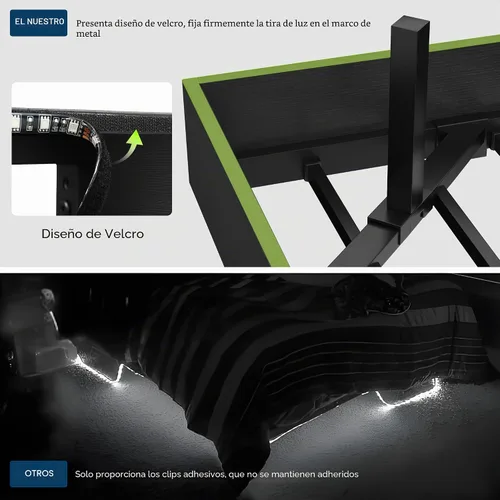 Vista 6 de Feonase Base de cama flotante individual con luces LED y estación de carga, marco de cama de madera tamaño individual con cabecera
