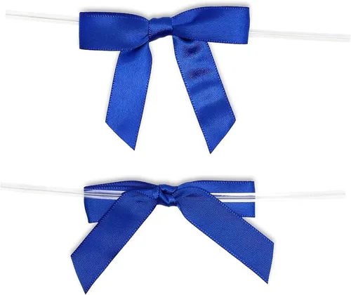 Vista 7 de Bright Creations Lazos de regalo con lazos giratorios, 100 unidades, lazos de satén de 3 pulgadas y lazos de poliéster de 5.7 pulgadas, color azul