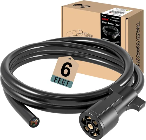 Vista 11 de Cable de remolque de 7 vías, cable de enganche de 4 pies de alta resistencia con 7 vías, cableado de enchufe de remolque en línea, arnés de cable