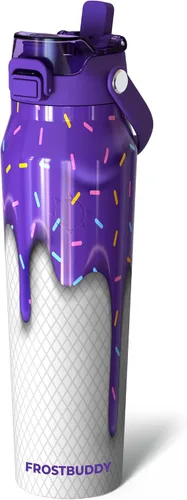 Vista 12 de Frost Buddy botella de agua aislada de 32 onzas con pajilla y tapa para beber Acero inoxidable a prueba de fugas 24 horas de frío Resistente