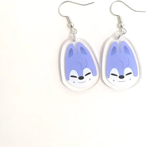 Vista 2 de KPOP Stray - Pendientes de plata con colgante de acrílico transparente para niños, aretes SKZOO para mujer