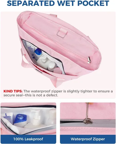 Vista 4 de Fmeida Gym Bag for Women, 30L Expandable Travel Bags with Shoe Compartment, Sports Yoga Bag with Wet Pocket