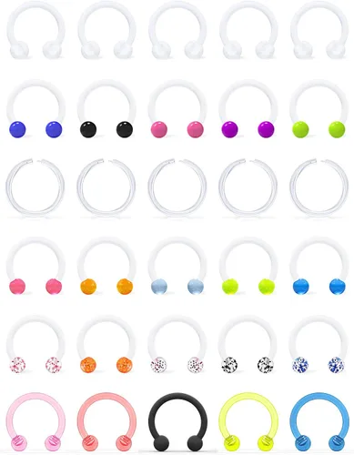Vista 5 de Retenedor de tabique de plástico transparente, anillos flexibles para labios, joyería de piercing sonriente, aretes Daith para cirugía deportiva