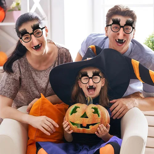 Vista 6 de Gafas de disfraz con divertidas cejas de nariz, nariz y anteojos, disfraz clásico, bigote, recuerdos de fiesta para disfraz de Halloween, fiestas