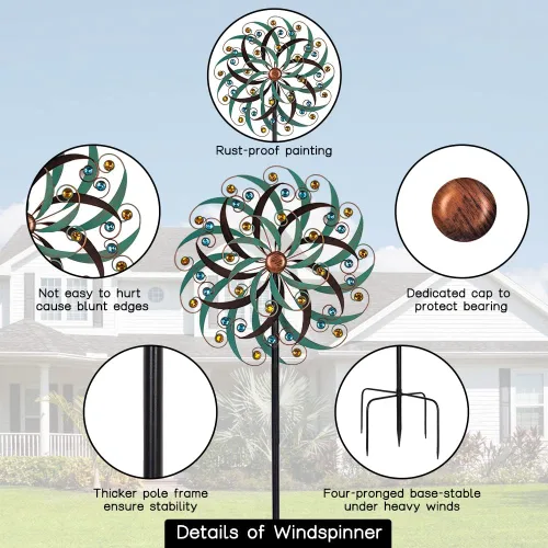 Vista 3 de Stargarden Molinillos de Viento de Metal Grandes para Exteriores, Arte de Metal para Patio, Esculturas de Viento y Molinillos para Decoraciones