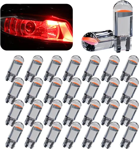 Vista 9 de Paquete de 30 bombillas LED para coche 194, 0.36W 12V T10 6000K luces interiores, bombillas LED COB 168 2825 W5W cuña, reemplazo universal para luz