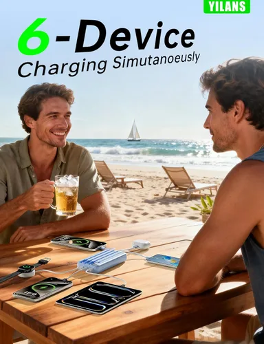 Vista 3 de Portable Charger,50000mAh Power Bank Built-in Cable, 22.5W PD USB C In & Out Fast Charging, External Battery Pack with 6 Output & 2 Input, Travel