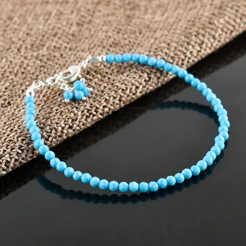 Vista 10 de Natural Gemstone Micro Beads Dainty Bangle Bracelet, Handmade Birthstone Jewelry, Healing Chakra Crystals, Silver Plated 8 inch, Birthday Gift for