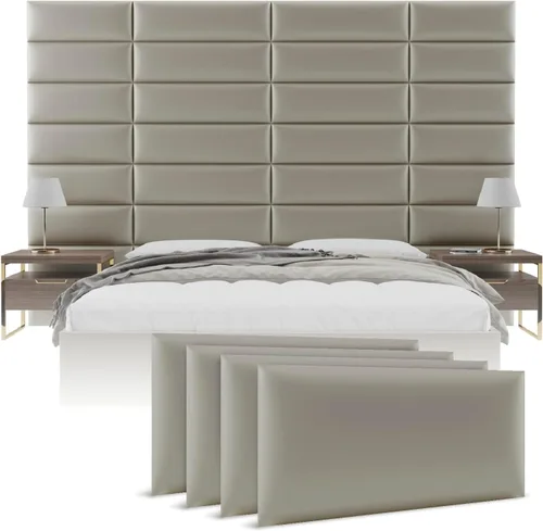 Vista 40 de Vänt - Paneles tapizados de pared, cabeceros de pared tamaño Queen/Full, color beige boucle, juego de 4 paneles
