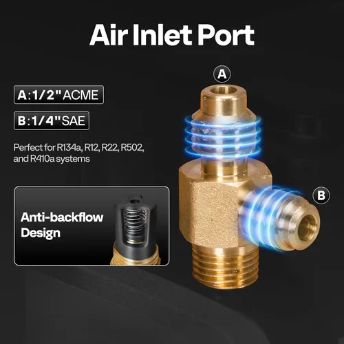 Vista 2 de VIVOHOME Kit de bomba de vacío de aire de paleta giratoria de una etapa de 3.5 CFM y medidor de colector de CA y báscula de peso de carga
