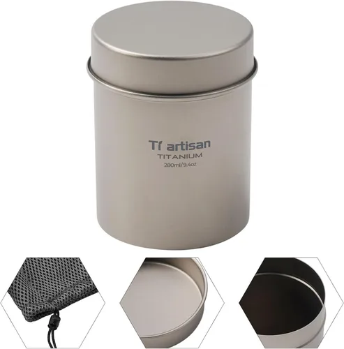 Vista 5 de Titanium Small Tin Can Box Canister Tea Tins 280ml/9.4oz Coffee Tins Food Storage Container for Tea,Coffee, Herb, Candy, Chocolate, Sugar, Spices