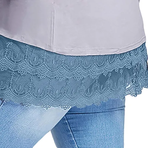 Vista 5 de Extensor de camisa para mujer, con capas ajustables, parte superior falsa, minifalda de barrido inferior, extensores de vestido de encaje, medio