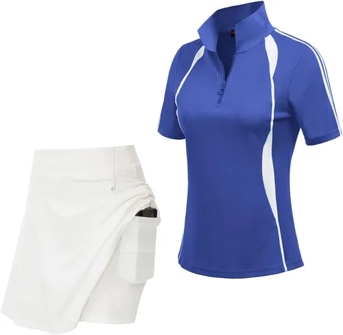 Vista 2 de JACK SMITH Conjunto de camisa de golf para mujer, 2 piezas, sin mangas, plisada, de secado rápido, con bolsillos, para atletismo, S-XXL