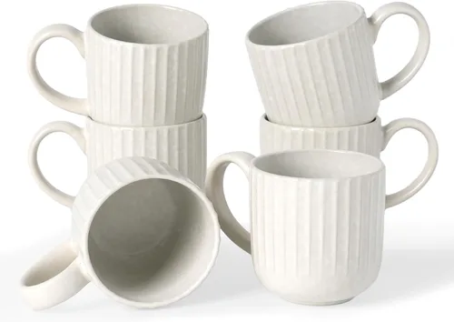 Vista 39 de famiware Juego de 4 tazas de café de 12 onzas, tazas de cerámica con asa Negro (Star-Black)