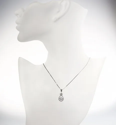 Vista 2 de Central Diamond Center Collar de piedras preciosas bailarinas de corazón y pera para mujer, plata de ley 925 y circonita de brillo puro, Circonia